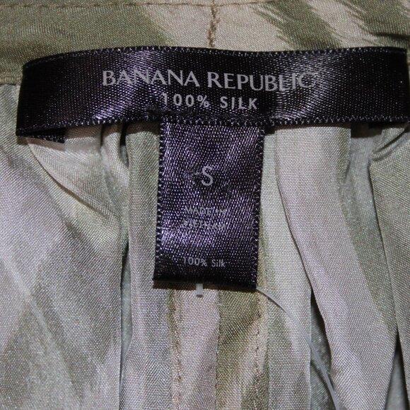 Banana Republic Dress $270 Sz S Mossy Green Tan Belt Unlined 100% Silk Dress - Picture 12 of 16